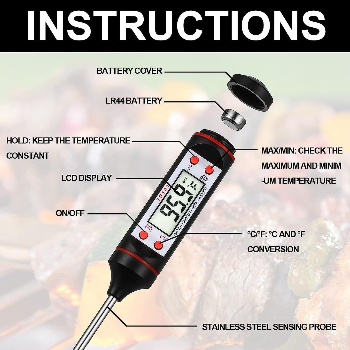 2-Piece Set: Multi-functional Thermometer Pen with High Accuracy and Instant Read