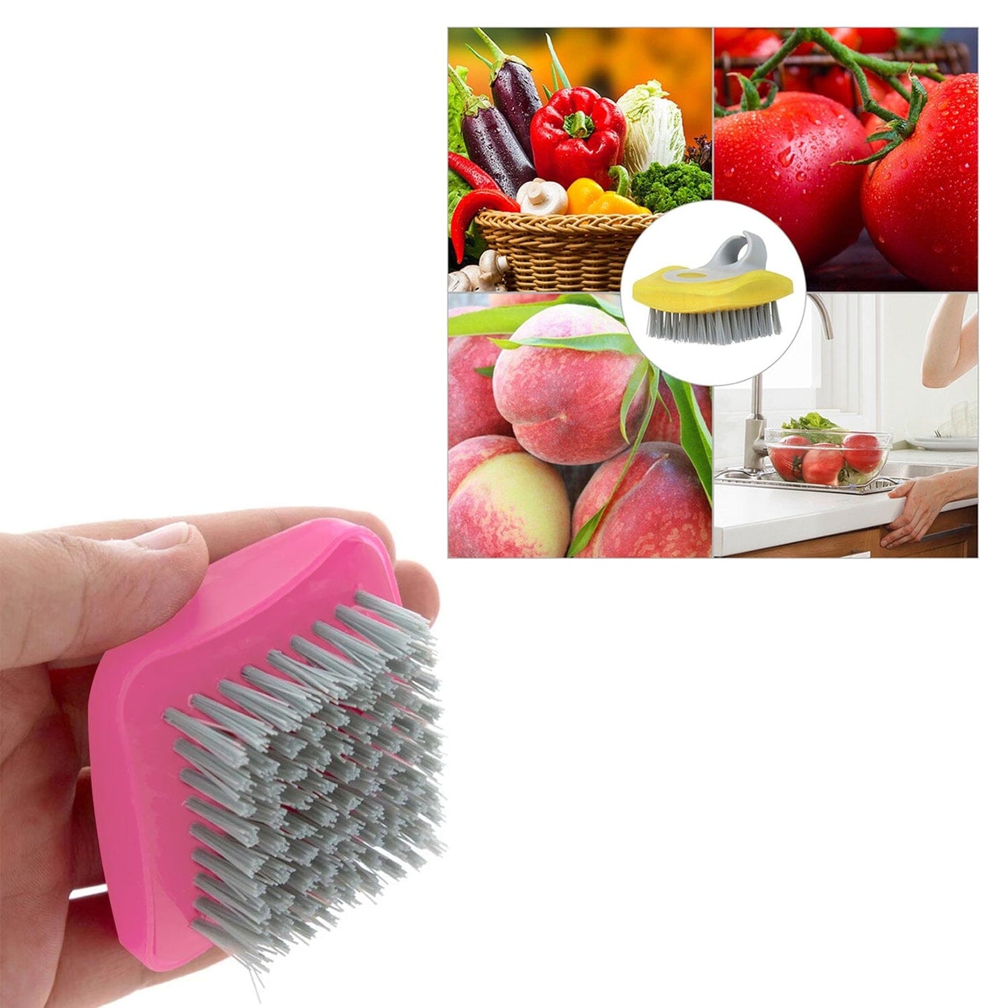3-Piece: Fruit and Vegetable Brush Cleaner Scrubber with Soft Bristles
