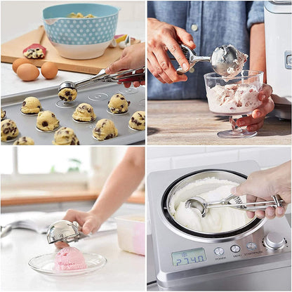 3-Pieces Set: Stainless Steel Cookie Scoops with Trigger Release